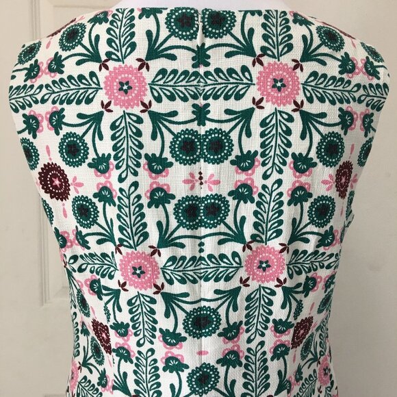 New Boden Women's Tatiana Textured Dress IvoryTrellis Tile Size 4 Petite V Neck - Picture 11 of 14